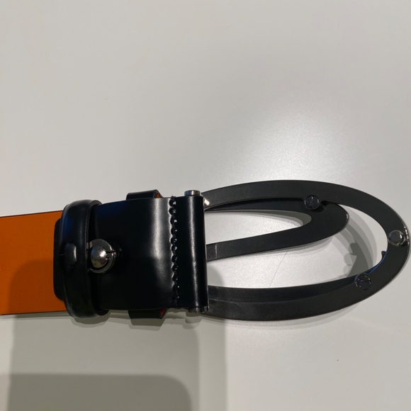 Men's Santoni Leather Logo Belt - Made in Italy - Picture 7 of 11